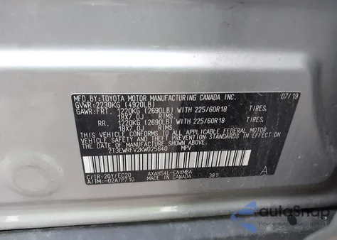 2019 Toyota Rav4 Hybrid Xse from USA, damaged, VIN 2T3EWRFV2KW025640